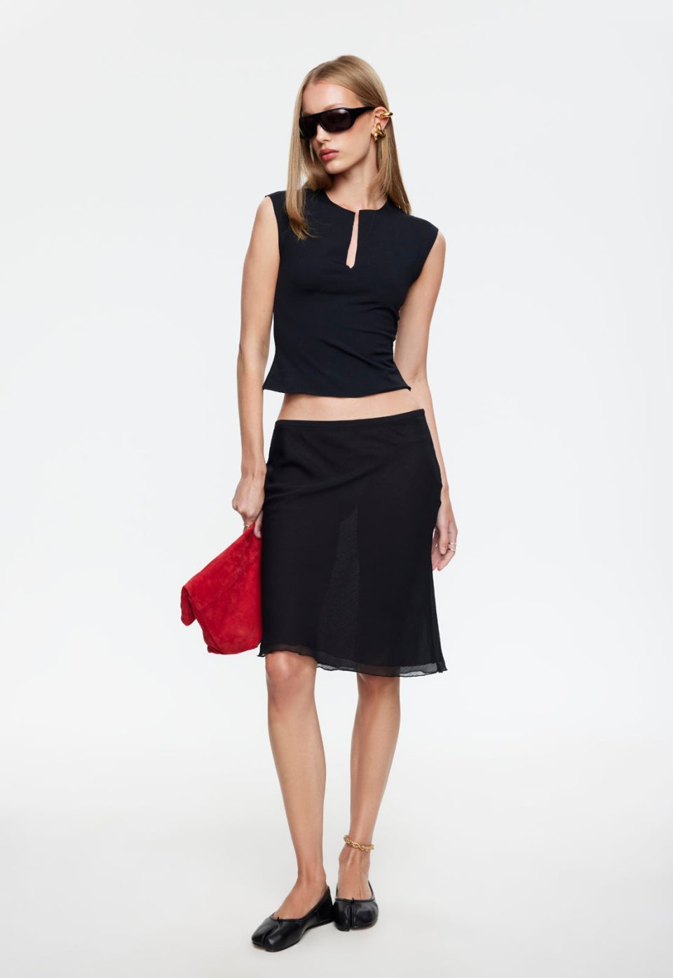 SHORELINE MIDI SKIRT - OBISDIAN