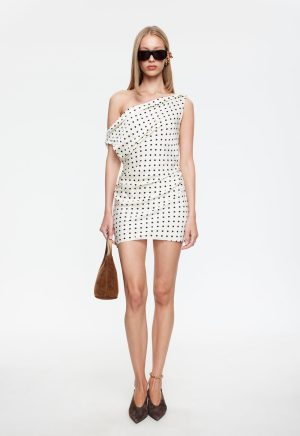 SWEETHEART MINI DRESS – CREAM POLKA