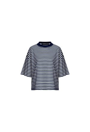 BLOOM SHORT SLEEVE – WHITE NAVY STRIPE