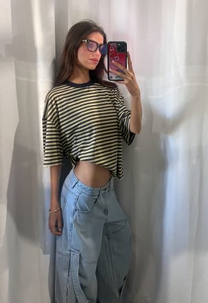 BLOOM SHORT SLEEVE – BEIGE STRIPE