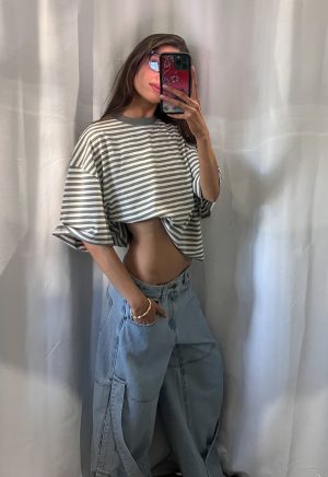 BLOOM SHORT SLEEVE – ASH STRIPE