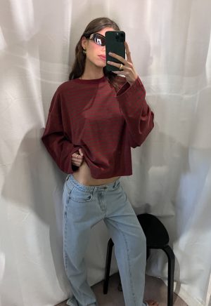 BLOOM LONG SLEEVE – CHOCOLATE WINE STRIPE