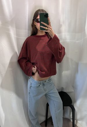 BLOOM LONG SLEEVE – CHOCOLATE WINE STRIPE