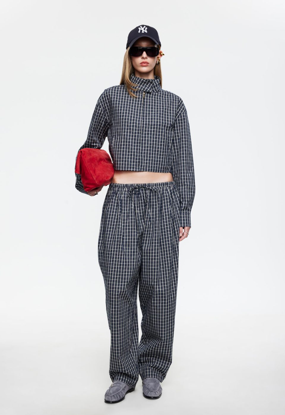 AURA JACKET - NAVY LEMON PLAID