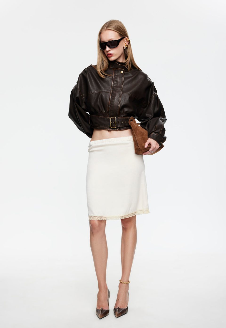GIGI LEATHER JACKET - CHOCOLATE