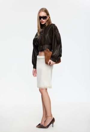 GIGI LEATHER JACKET – CHOCOLATE