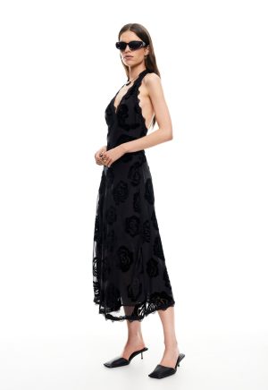 STARS ALIGN MIDI DRESS – BURNT NOIR ROSE