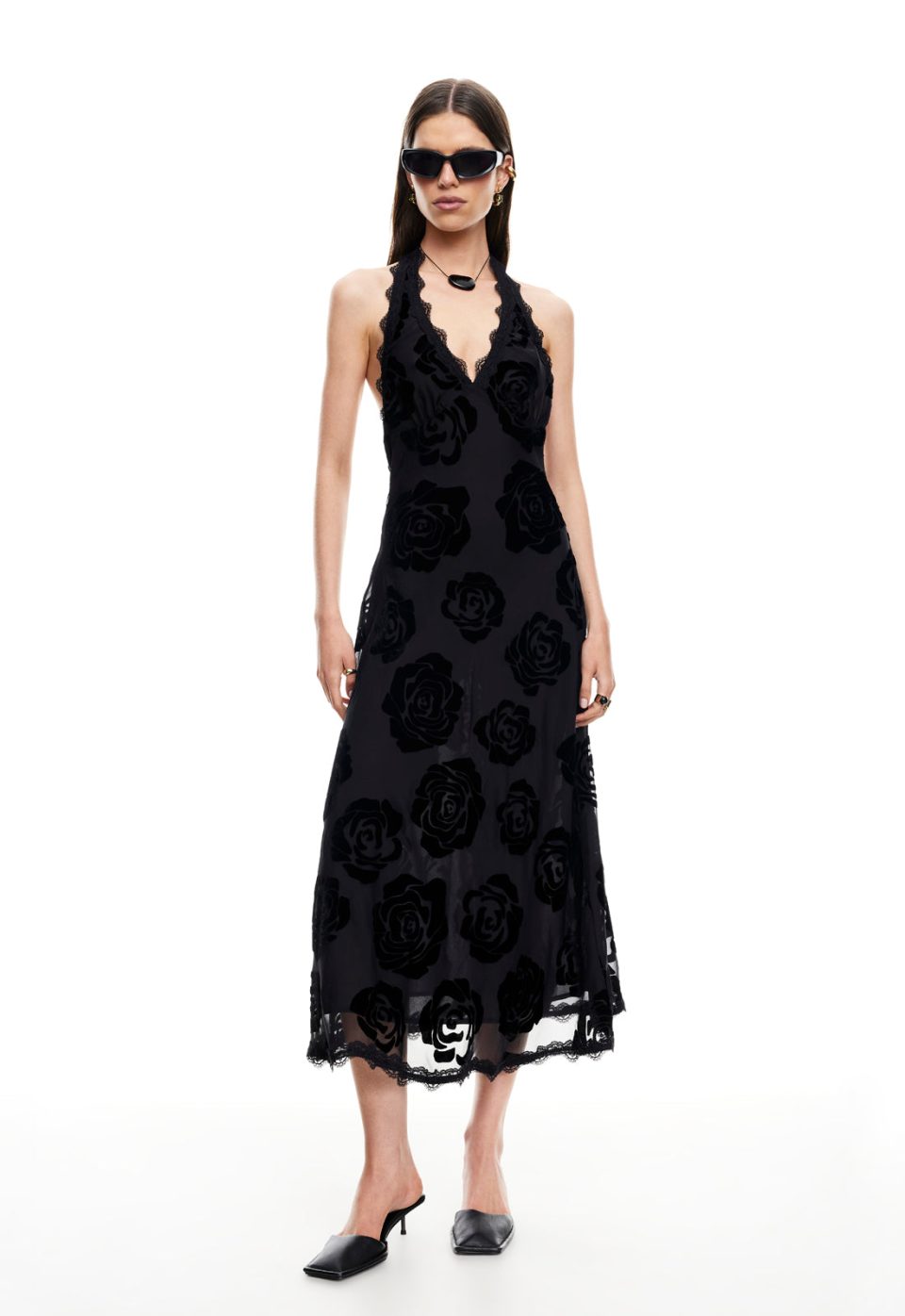 STARS ALIGN MIDI DRESS - BURNT NOIR ROSE