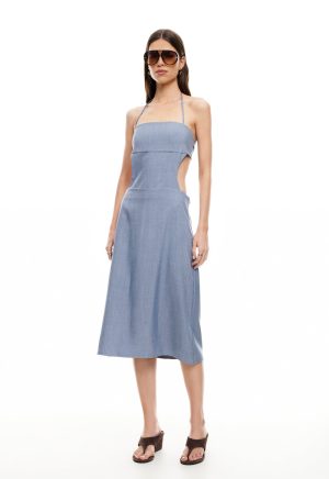 MOONLIT MIDI DRESS – SLATE BLUE