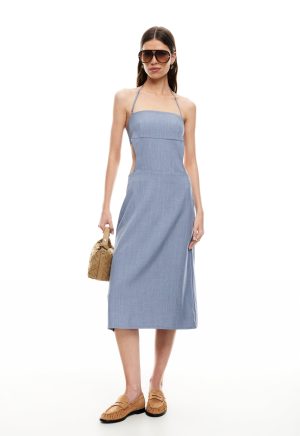 MOONLIT MIDI DRESS – SLATE BLUE