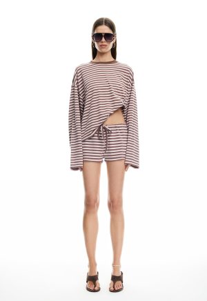 BLOOM LONG SLEEVE – CHOCOLATE BLUSH STRIPE