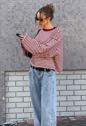 BLOOM LONG SLEEVE – WINE STRIPE