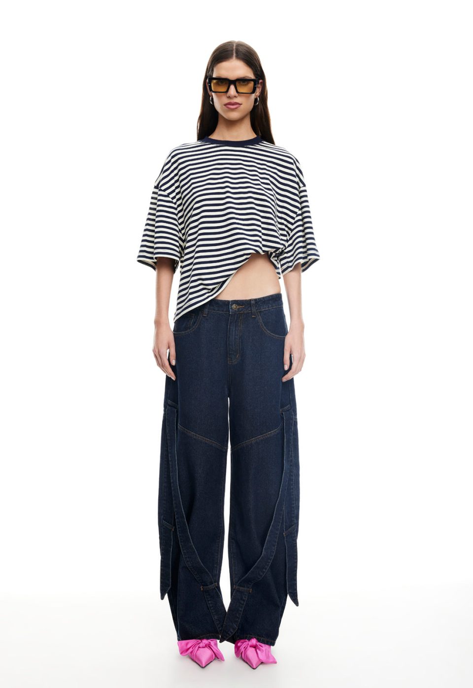 BLOOM SHORT SLEEVE - WHITE NAVY STRIPE