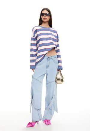 HORIZON LONG SLEEVE – DUSTY BLUE STRIPE