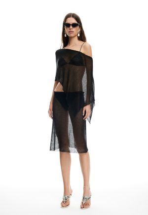 LUMINOUS MIDI SKIRT – OBSIDIAN