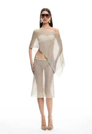 LUMINOUS MIDI SKIRT – TOPAZ