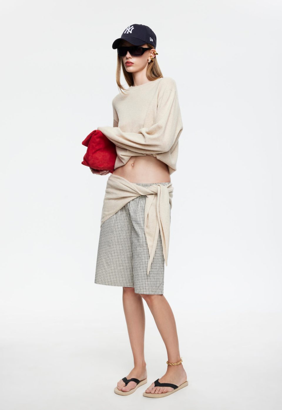 SEVIGNEY LONG SHORT - CREAM CHECK