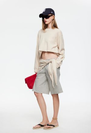 SEVIGNEY LONG SHORT – CREAM CHECK