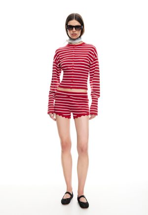 DOLLHOUSE KNIT SHORT – CRIMSON STRIPE