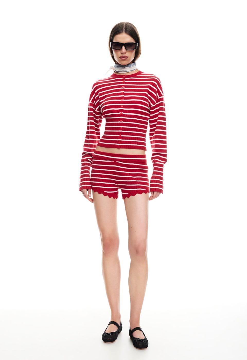 DOLLHOUSE KNIT SHORT - CRIMSON STRIPE