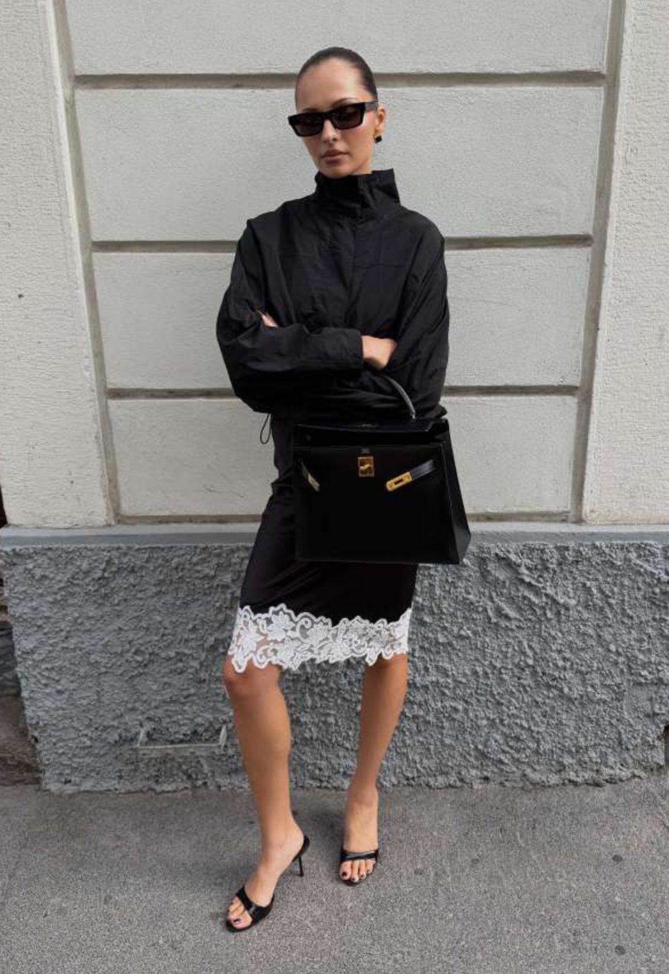 ANCHORED MIDI SKIRT - NOIR