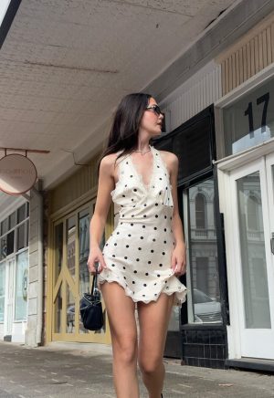 STARS ALIGN MINI DRESS – CREAM POLKA